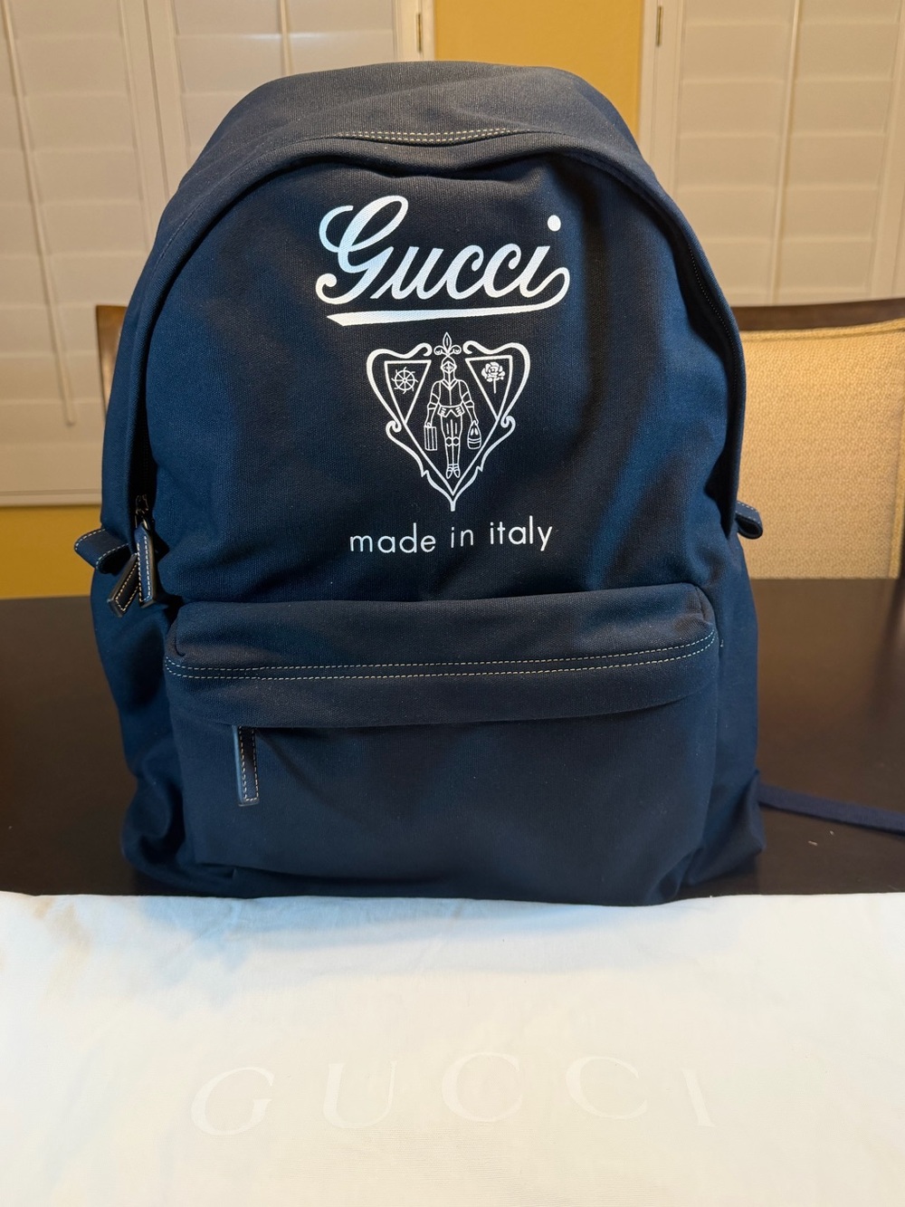 New Authentic Gucci Logo Black Canvas Backpack